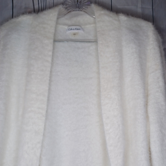 Calvin Klein Women's White Open-Front Sweater - Picture 5 of 10